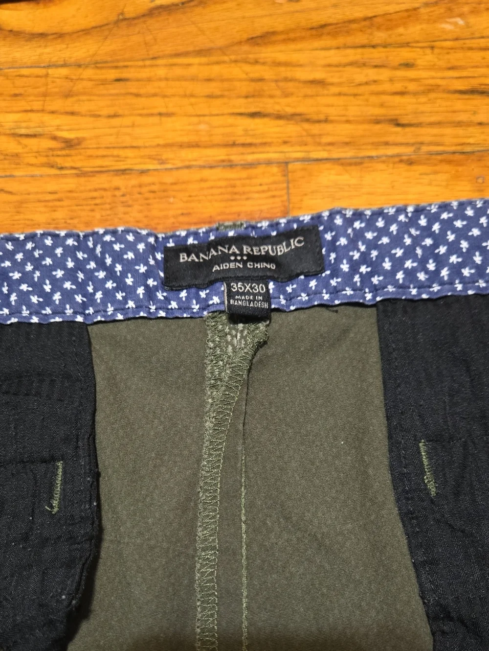 Banana Republic Pants Mens 35x30 (36x28.5) Green Geometric Aiden Chino  Casual